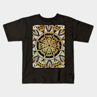 Mandala black white gold Kids T-Shirt